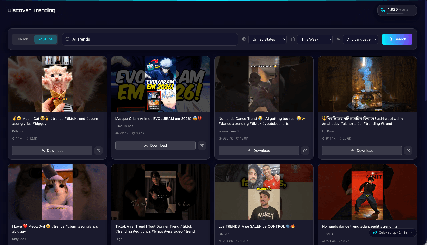 AI analysis dashboard with hook and pacing insights
